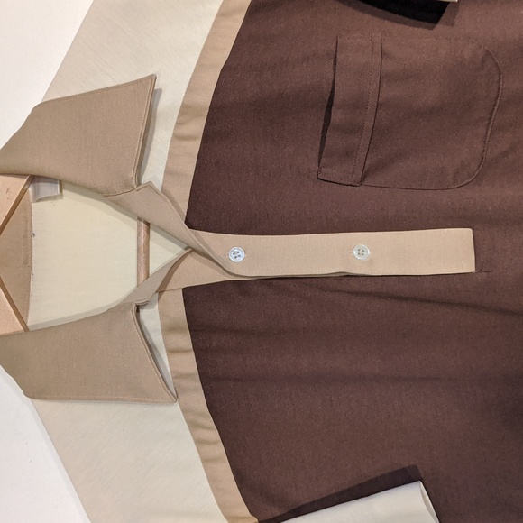 Vintage 60's brown and cream polo shirt - Picture 3 of 8